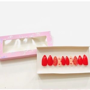 Hand painted sweetheart press on nails